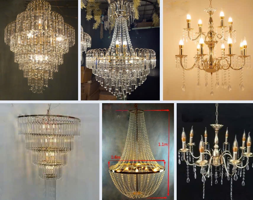 Cho thuê đèn chùm pha lê các loại decor cưới
