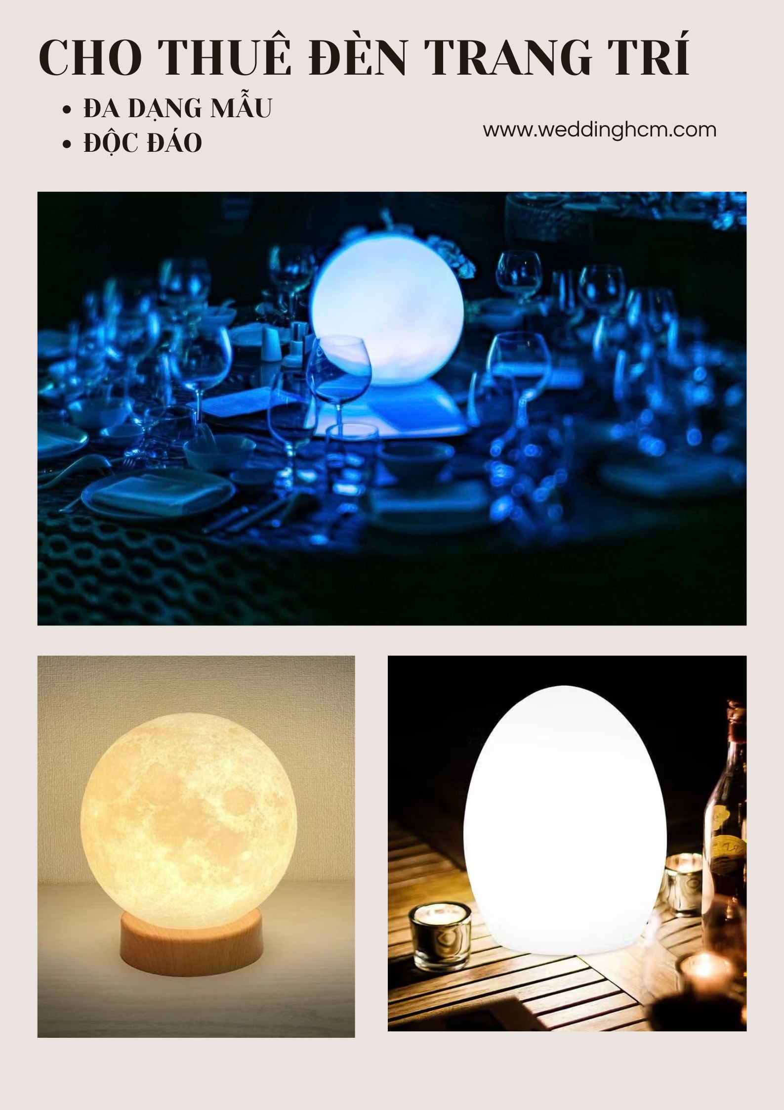 Cho thuê đèn trang trí để bàn hoặc decor tiệc 3