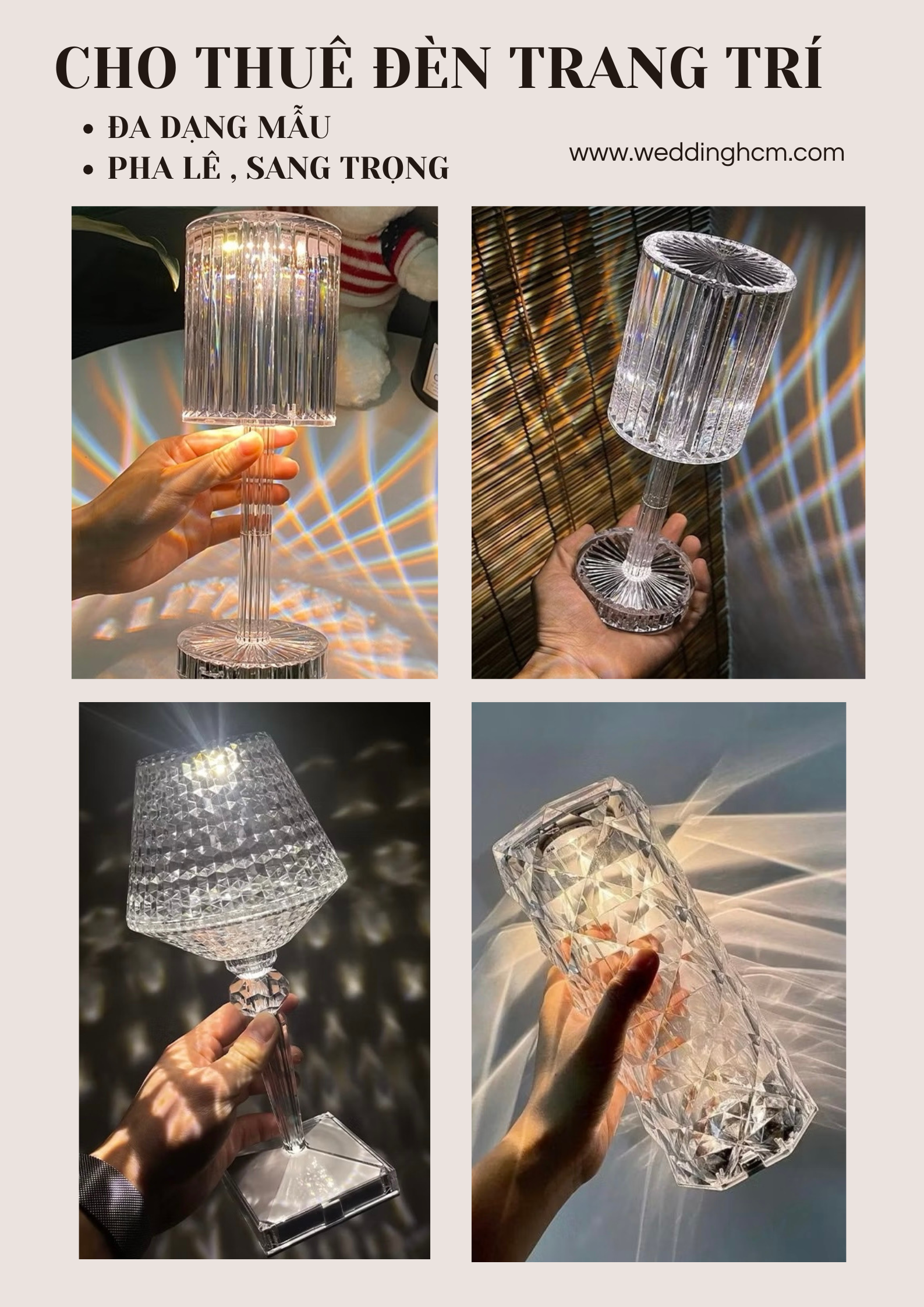 Cho thuê đèn trang trí bàn tiệc hoặc decor đa dạng mẫu mã 1
